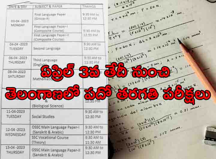 SSC Telangana : తెలంగాణలో ఏప్రిల్ 3వ తేదీ నుంచి పదో తరగతి పరీక్షలు..